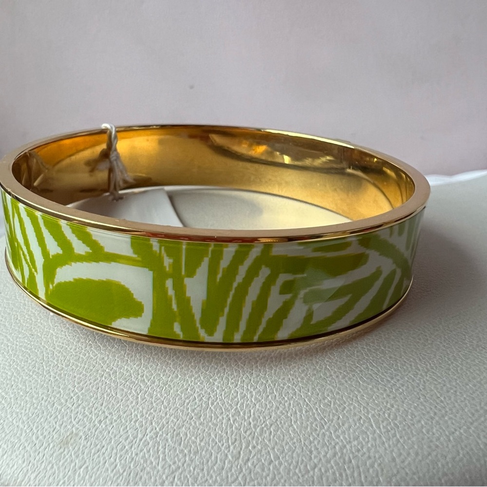 Kate Spade green & white gold-tone bangle bracelet BNWT - Picture 7 of 16